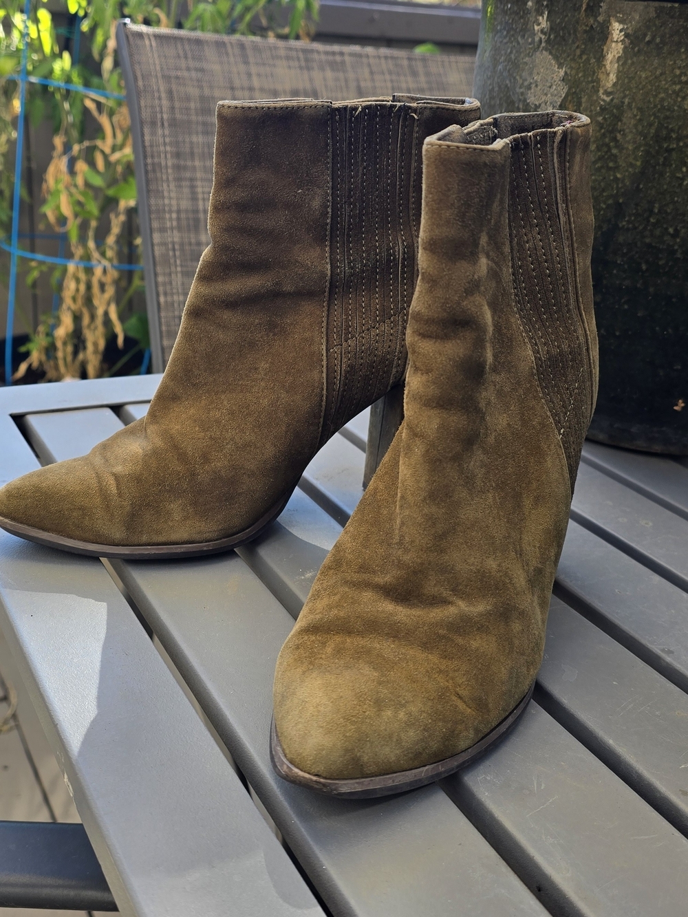Seychelles Olive Suede Ankle Booties